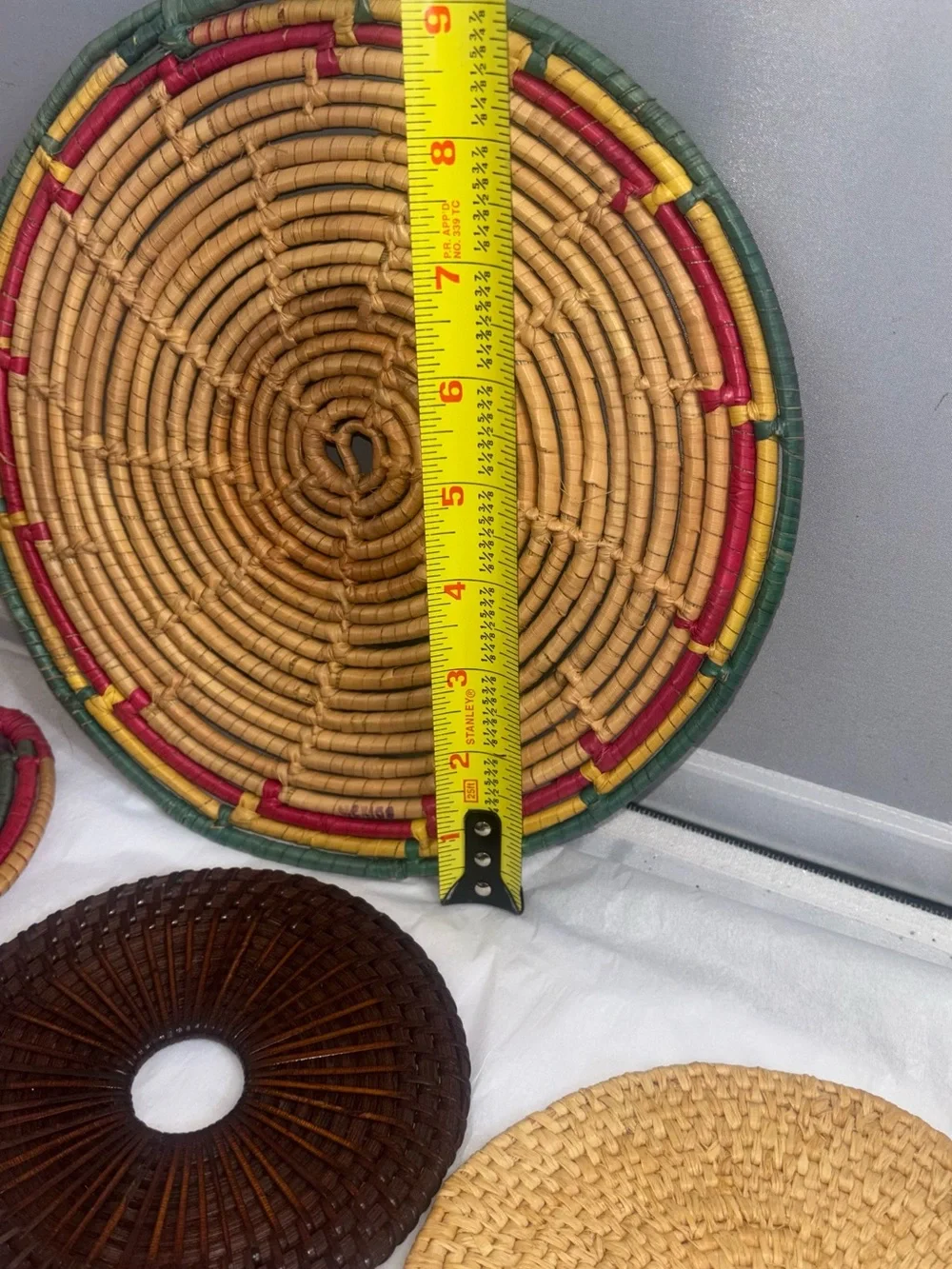 Handwoven Natural Wicker trivets vintage wall art farmhouse decor